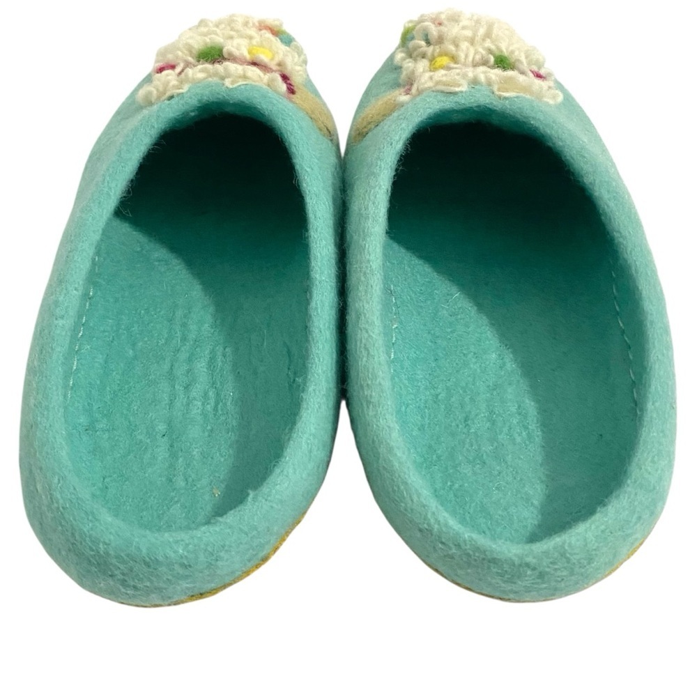French Knot Wool Felt Embroidered Llama Slippers Size Large 9 - Picture 9 of 13